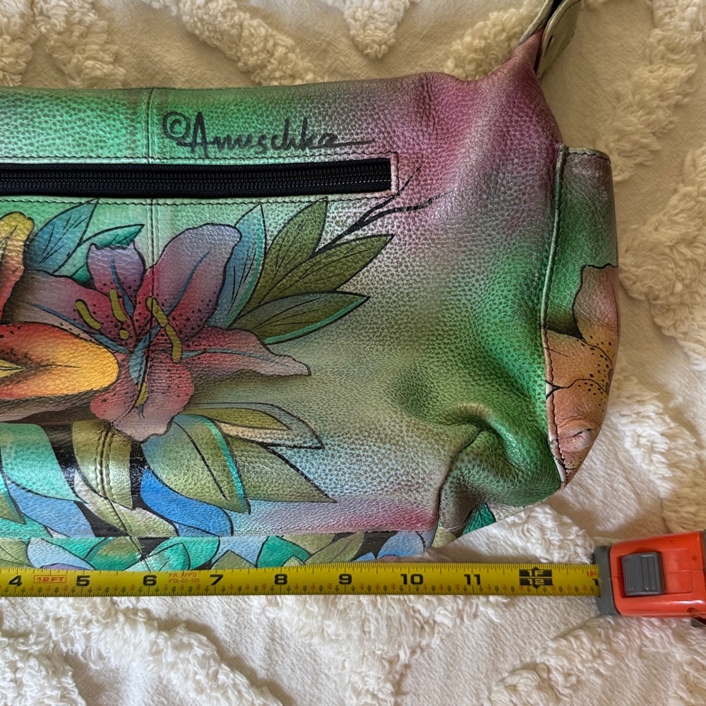 Anuschka Purple Leather Tote with Tan Trim - Picture 12 of 15
